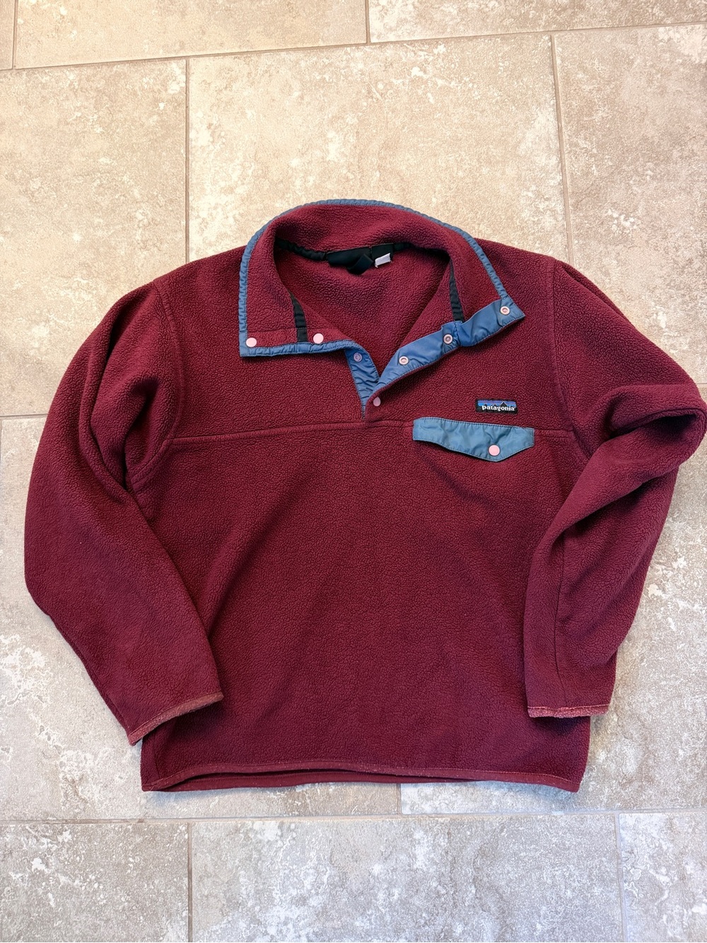 Patagonia Synchilla Snap-T Fleece Burgundy Pullover Size Small